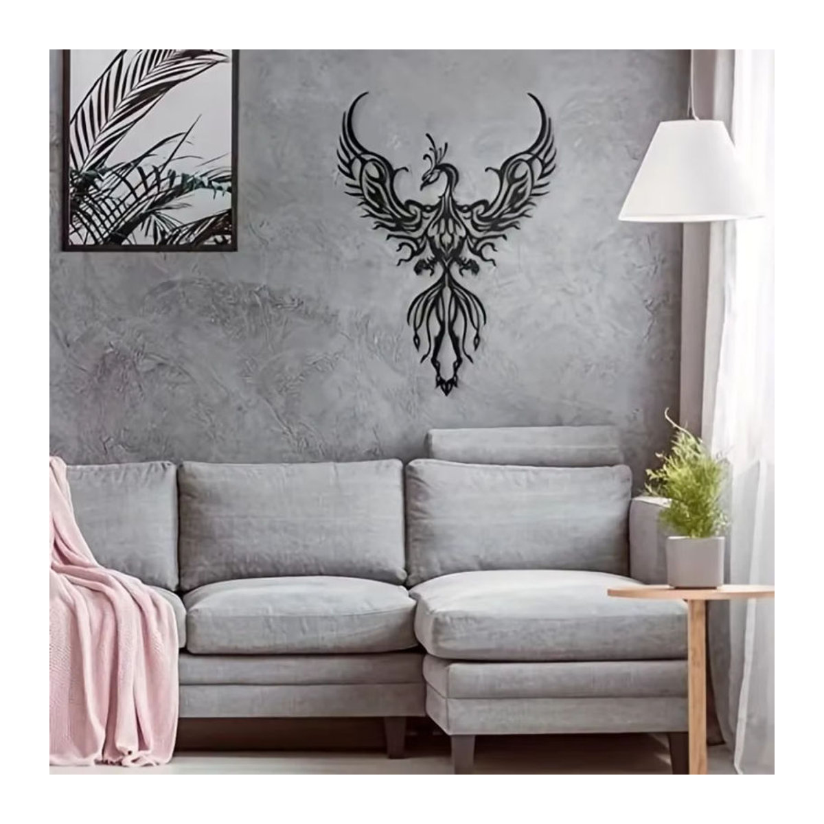 CIFBUY Wanddekoration Phoenix aus Metall in Schwarz als moderne hängende Kunst für Wohnzimmer und Büro - Bild 3
