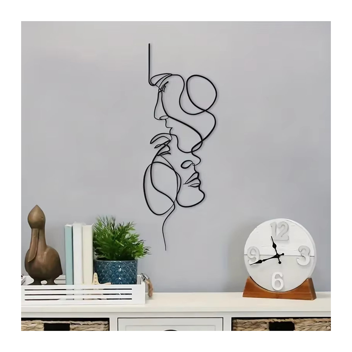 CIFBUY Wandkunst aus Metall Abstrakte Gesichts-Linien Skulptur Schwarz B/H: 50 x 50 cm - Bild 4