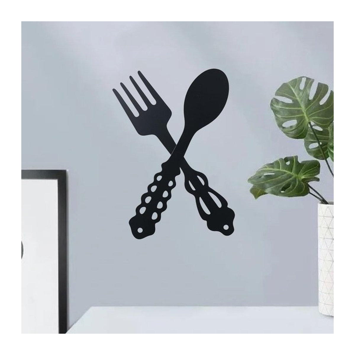 CIFBUY Wandkunst aus Metall im rustikalen Design Set aus 2 schwarzen Gabeln und Löffeln - Bild 1