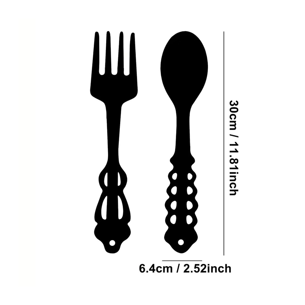 CIFBUY Wandkunst aus Metall im rustikalen Design Set aus 2 schwarzen Gabeln und Löffeln - Bild 2