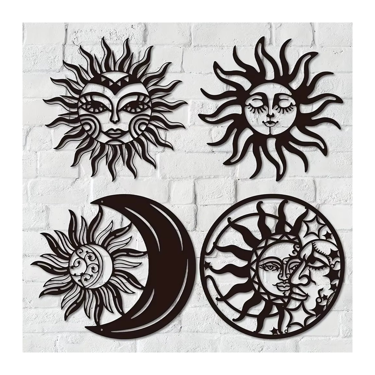 CIFBUY Wandkunst aus Metall in Schwarz als abstrakte Mond und Sterne Skulptur im Bohemian Stil - Bild 5