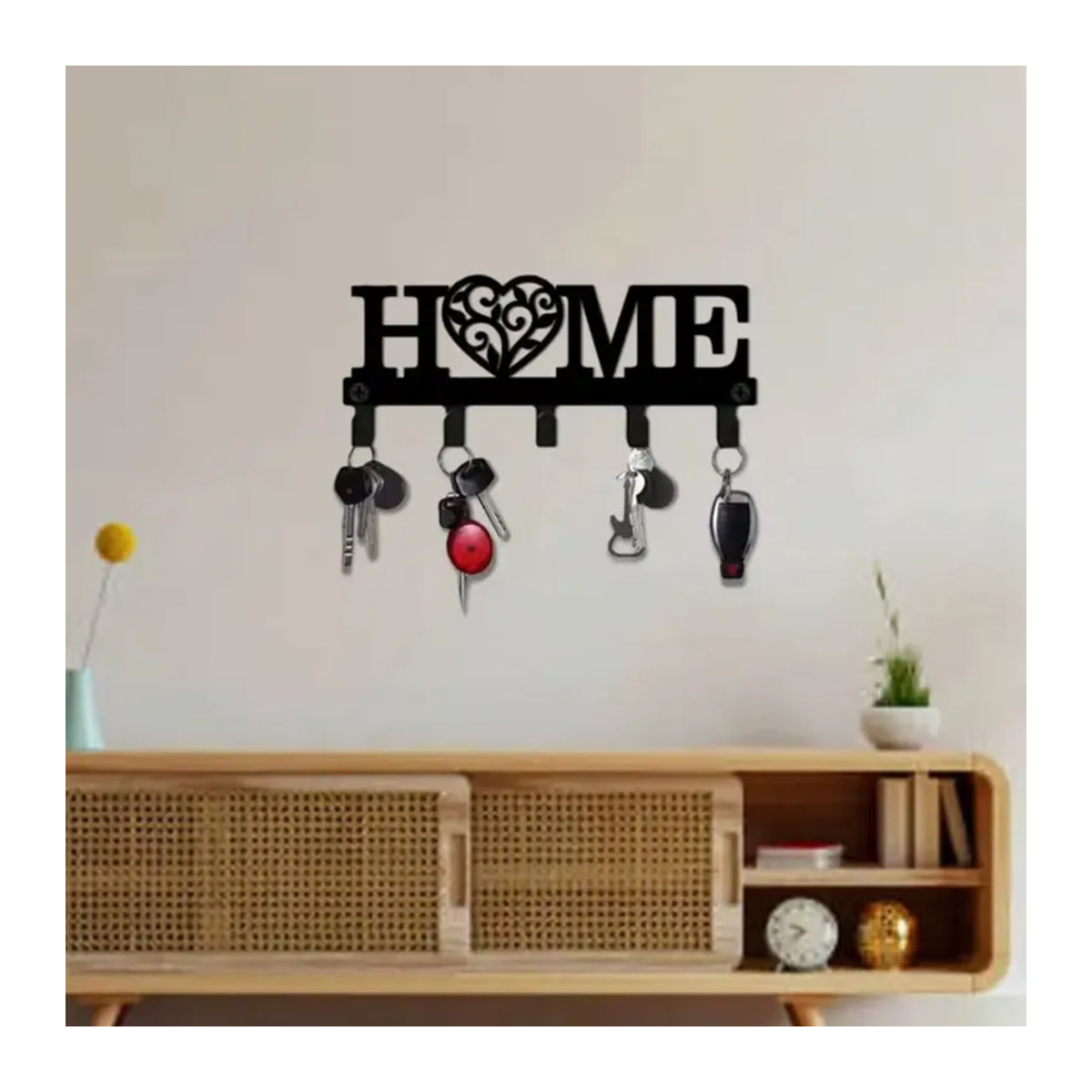 CIFBUY Wandkunst aus Metall in Schwarz mit floralem Design und Typografie im Landhausstil für die Wandmontage - Bild 4
