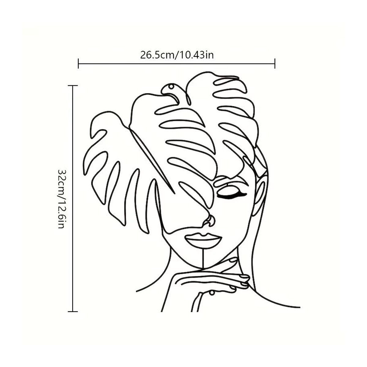 CIFBUY Wandkunst aus Metall in Schwarz mit geometrischen Linien und Blättern im minimalistischen Design - Bild 2