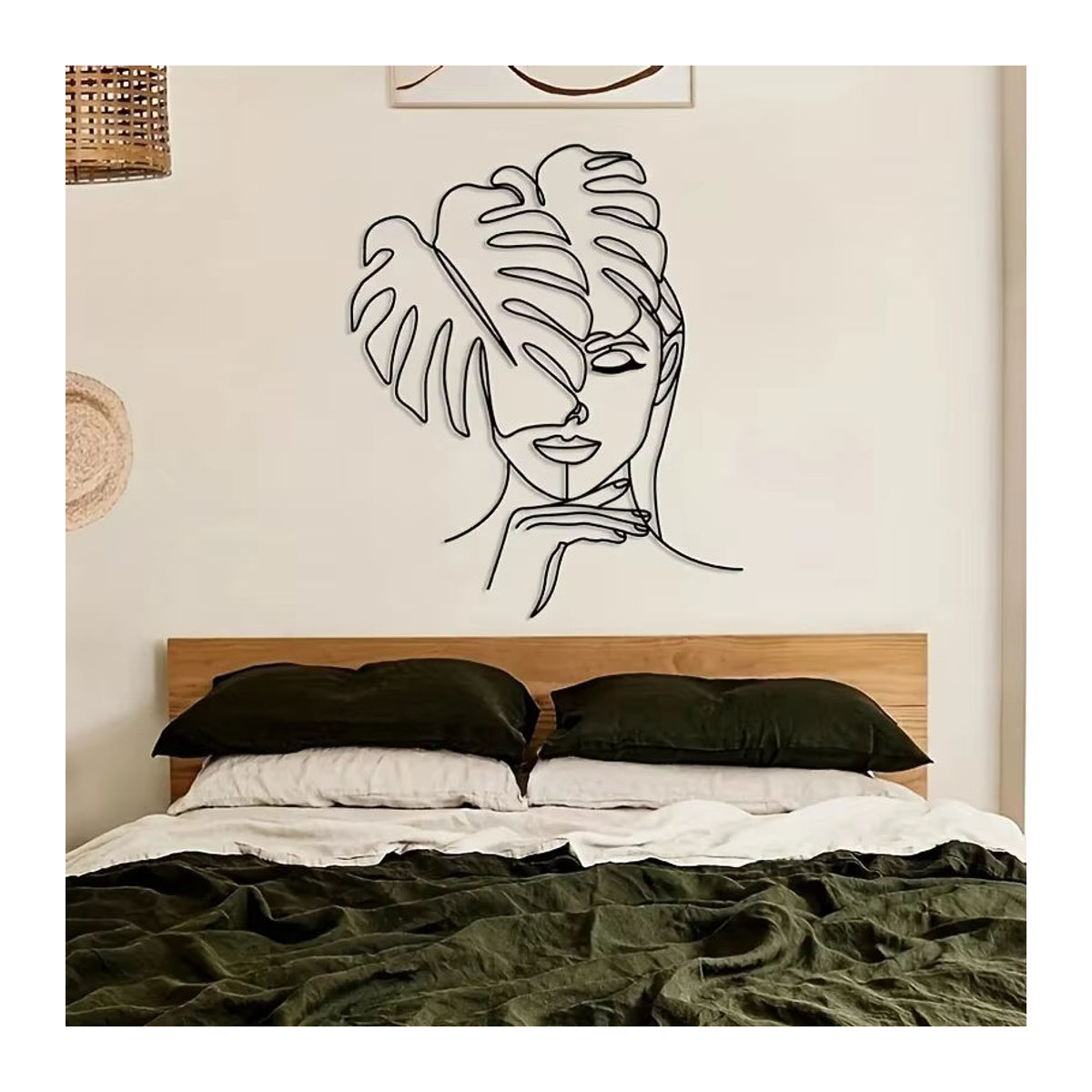 CIFBUY Wandkunst aus Metall in Schwarz mit geometrischen Linien und Blättern im minimalistischen Design - Bild 5