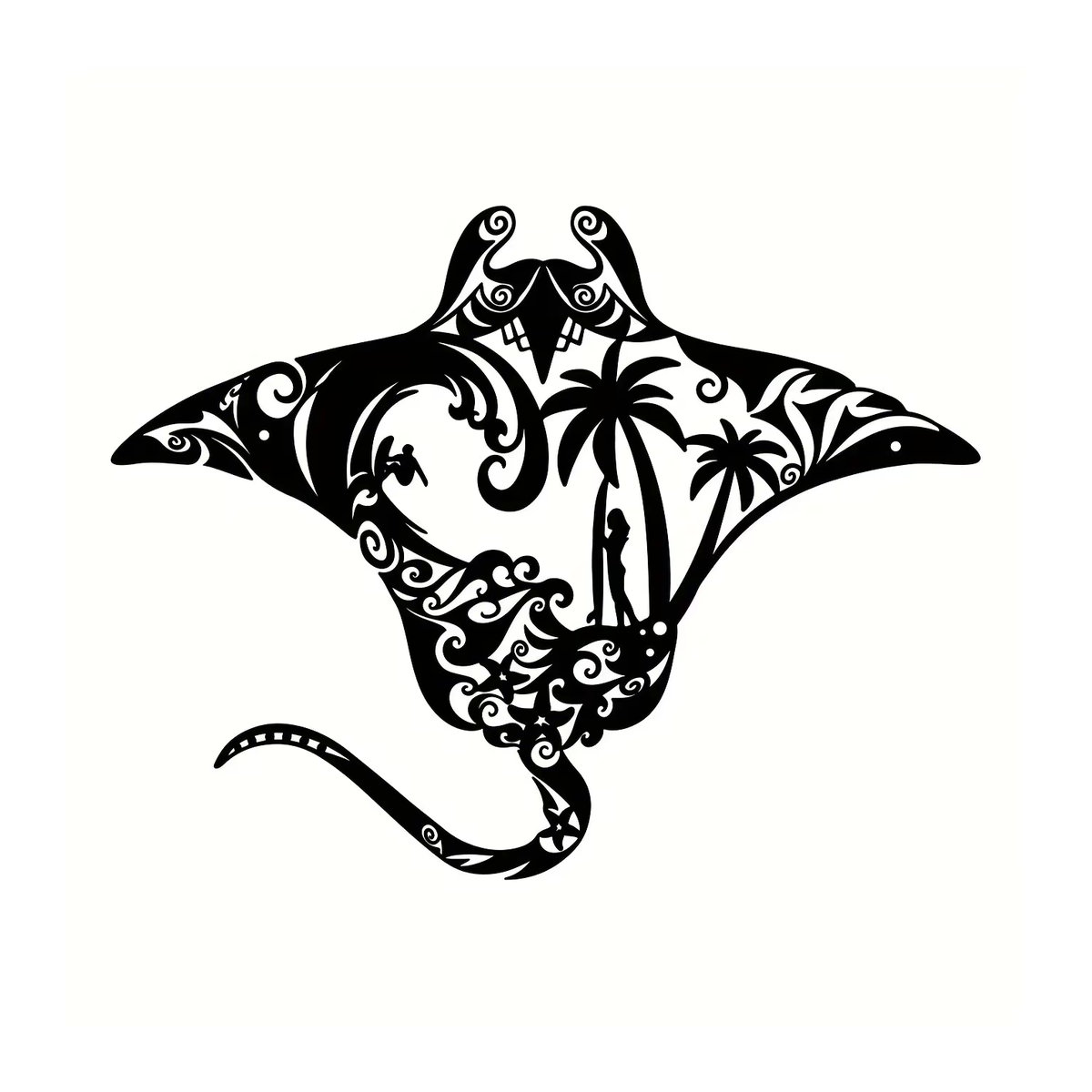 CIFBUY Wandkunst aus Metall Manta Ray mit maritimem Strand-Design in Schwarz - Bild 2