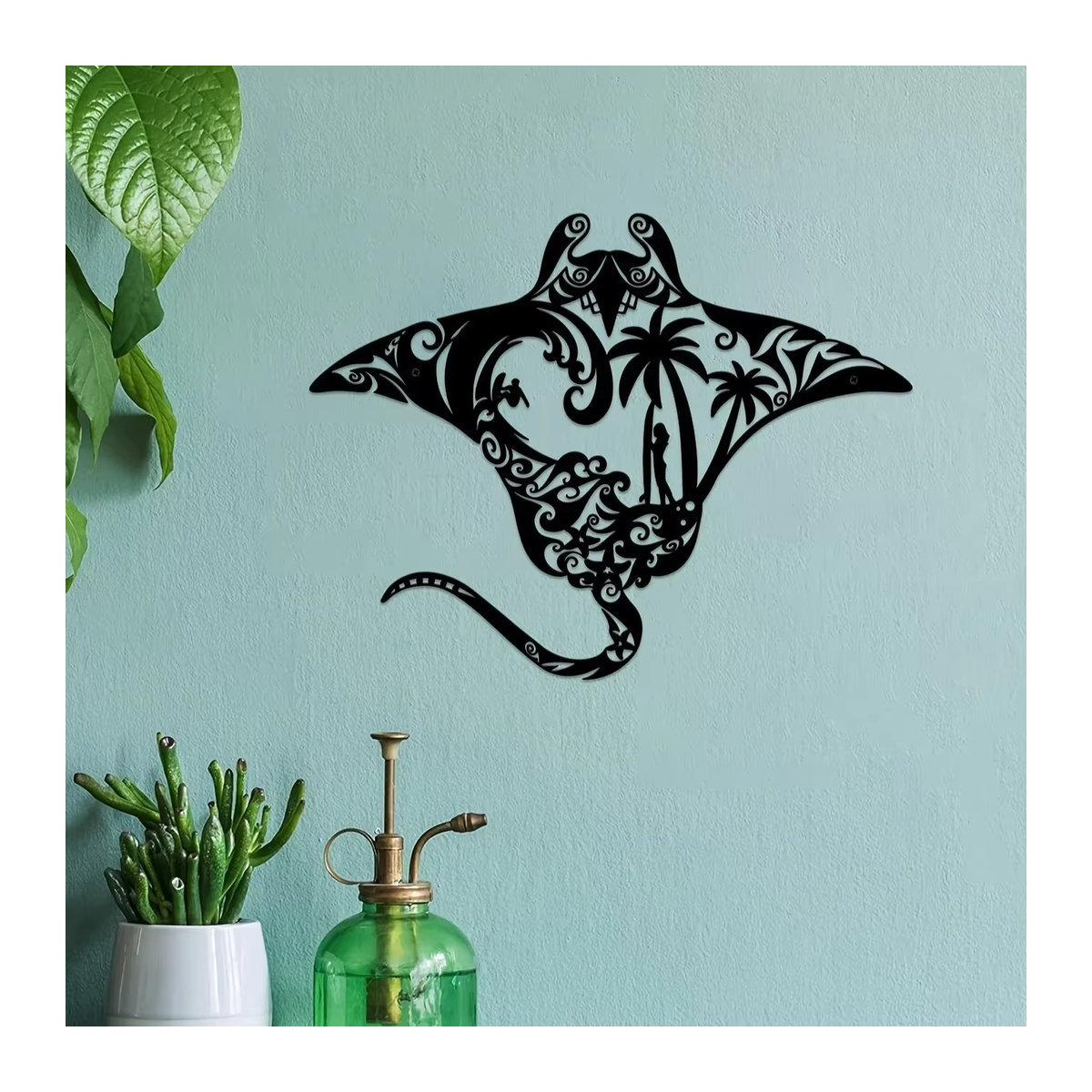 CIFBUY Wandkunst aus Metall Manta Ray mit maritimem Strand-Design in Schwarz - Bild 4