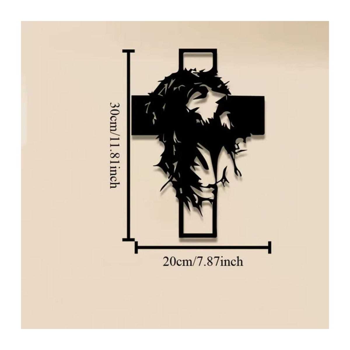 CIFBUY Wandkunst aus Metall mit Jesus Dornenkrone und Kreuz in Schwarz als religiöse Dekoration für Ostern und Weihnachten - Bild 2