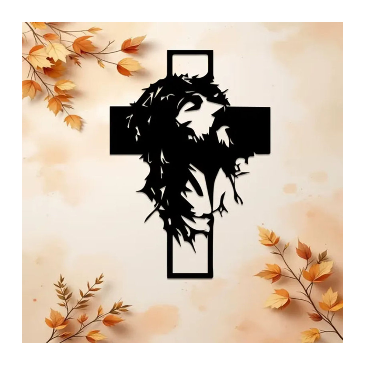 CIFBUY Wandkunst aus Metall mit Jesus Dornenkrone und Kreuz in Schwarz als religiöse Dekoration für Ostern und Weihnachten - Bild 3