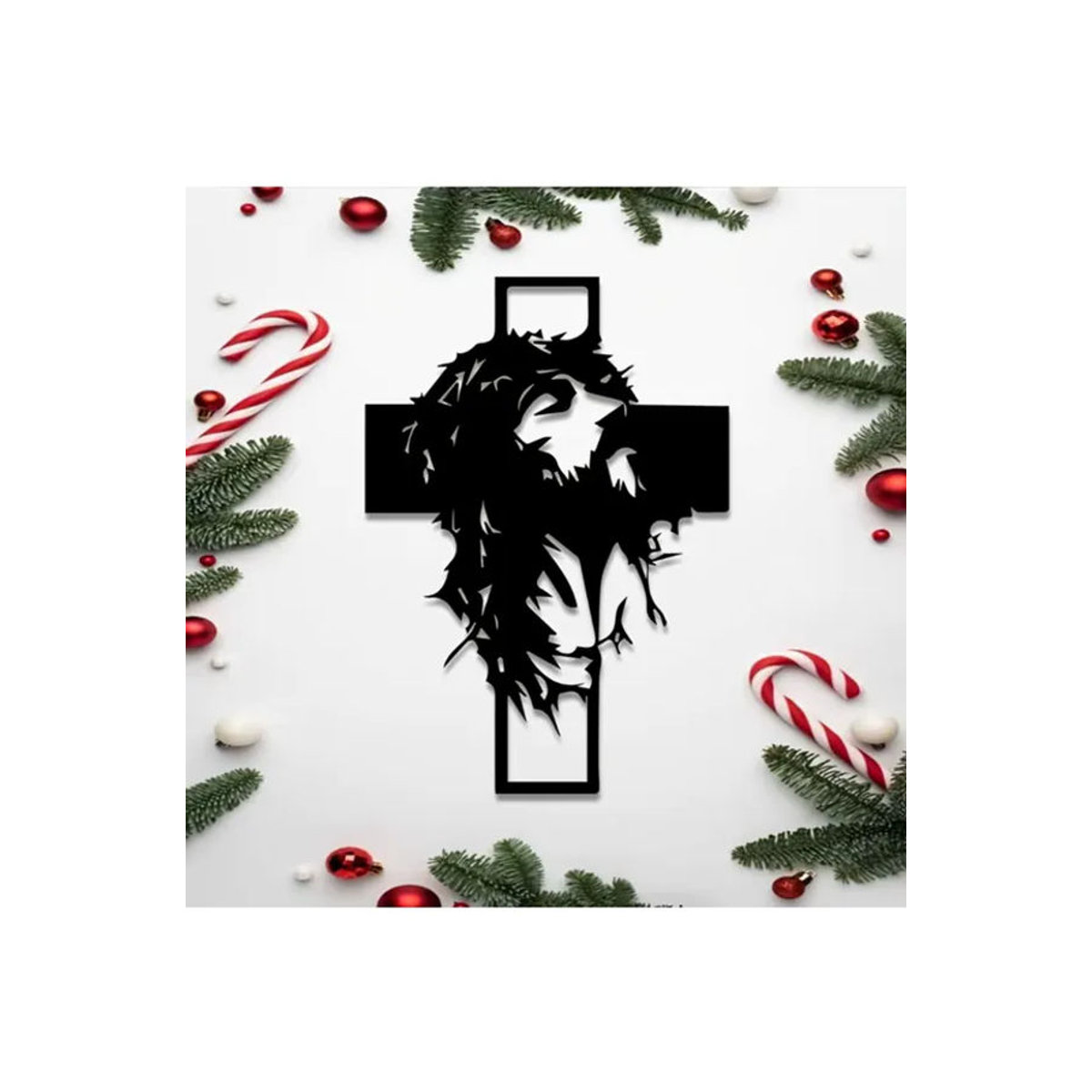 CIFBUY Wandkunst aus Metall mit Jesus Dornenkrone und Kreuz in Schwarz als religiöse Dekoration für Ostern und Weihnachten - Bild 6