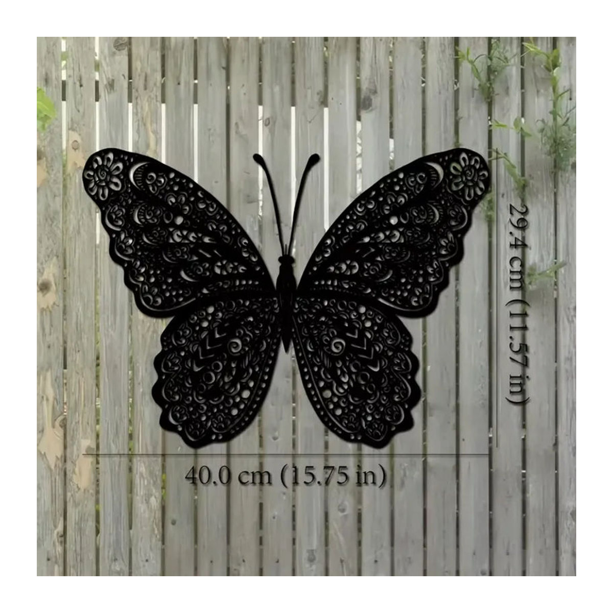 CIFBUY Wandkunst aus Metall mit Schmetterlingen und floralem Design in Schwarz zur Wandmontage - Bild 3