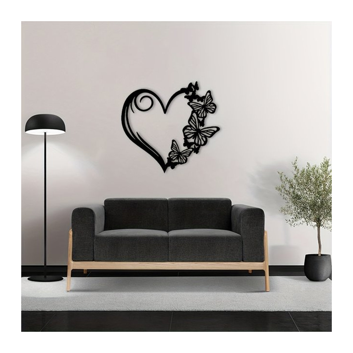 CIFBUY Wandkunst aus Metall Schmetterling und Herz in Schwarz für Garten und Terrasse - Bild 1
