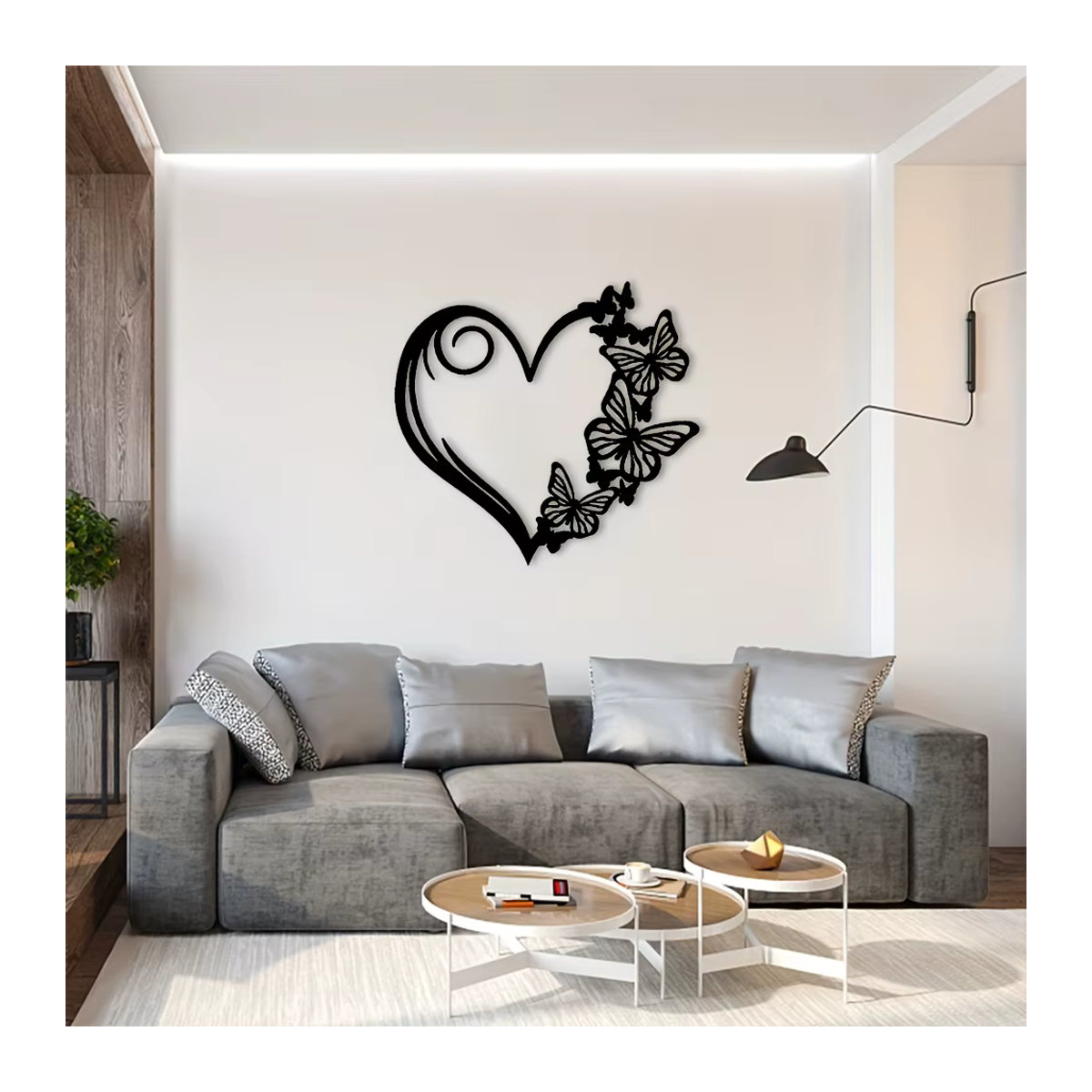 CIFBUY Wandkunst aus Metall Schmetterling und Herz in Schwarz für Garten und Terrasse - Bild 5