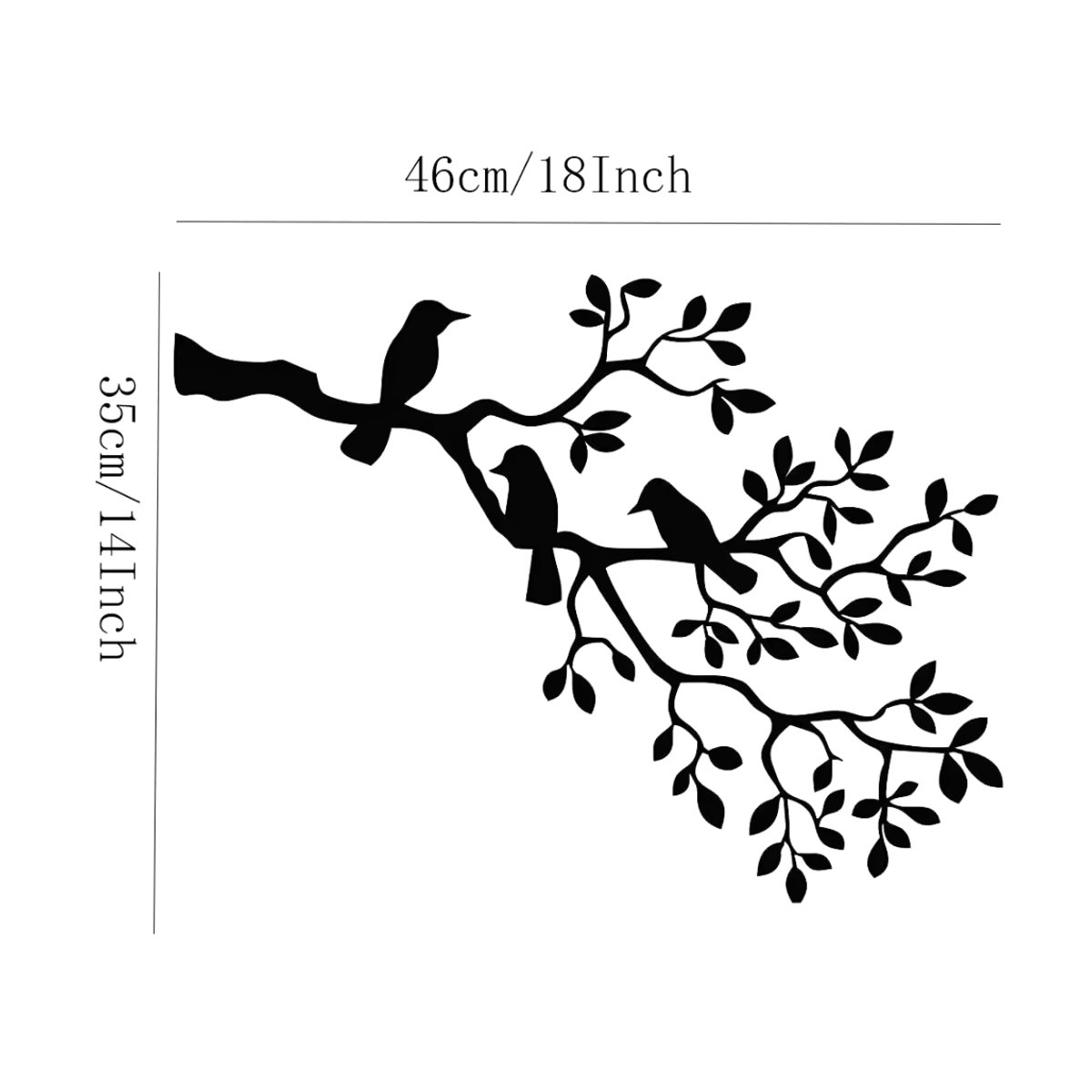 CIFBUY Wandkunst aus Metall Vögel auf Ast in Schwarz, Wanddekoration unregelmäßig, Breite: 45,72 cm, Höhe: 35,56 cm - Bild 2