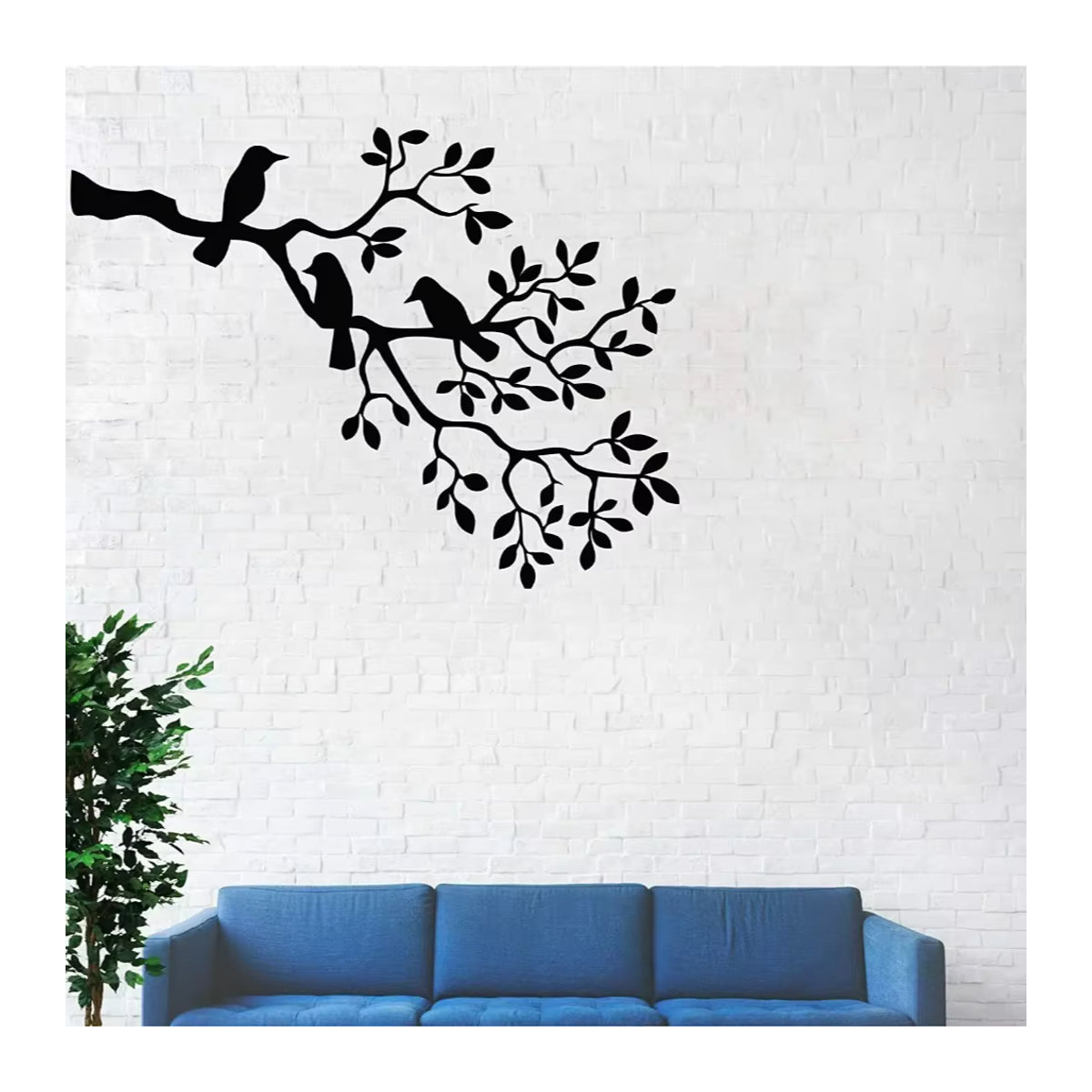 CIFBUY Wandkunst aus Metall Vögel auf Ast in Schwarz, Wanddekoration unregelmäßig, Breite: 45,72 cm, Höhe: 35,56 cm - Bild 3