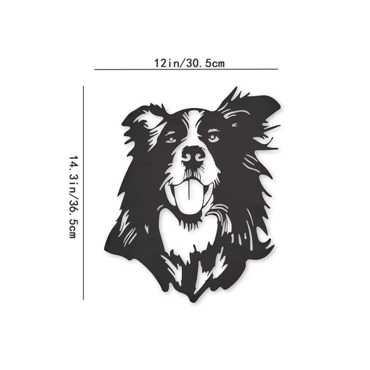 CIFBUY Wandkunst Black Collie Silhouette aus Metall für Hundeliebhaber und Border Collie Enthusiasten, Schwarz - Bild 2