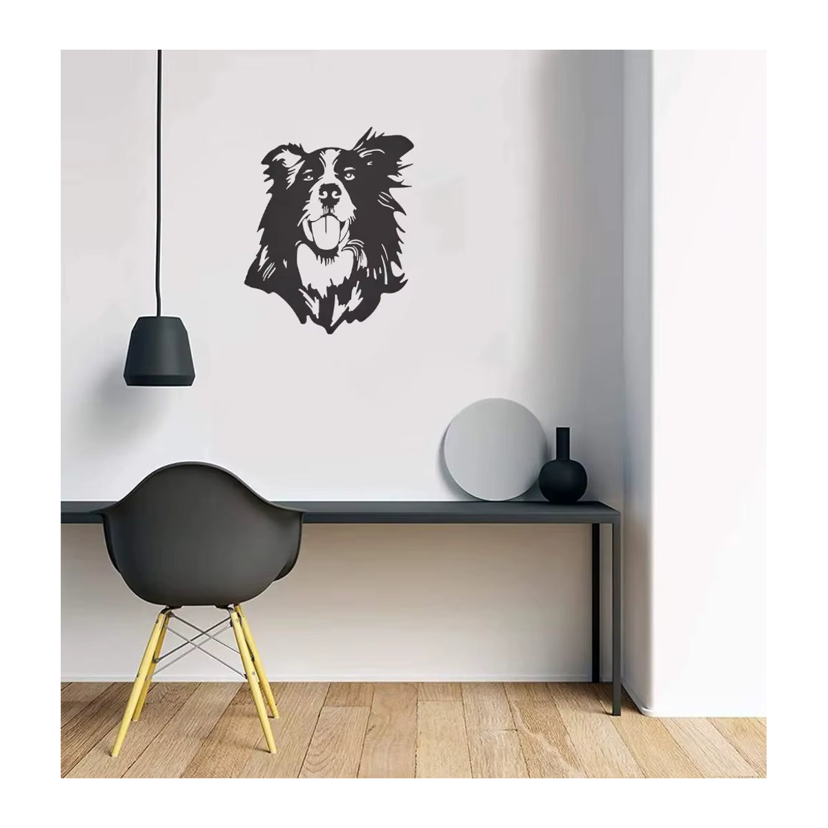 CIFBUY Wandkunst Black Collie Silhouette aus Metall für Hundeliebhaber und Border Collie Enthusiasten, Schwarz - Bild 3