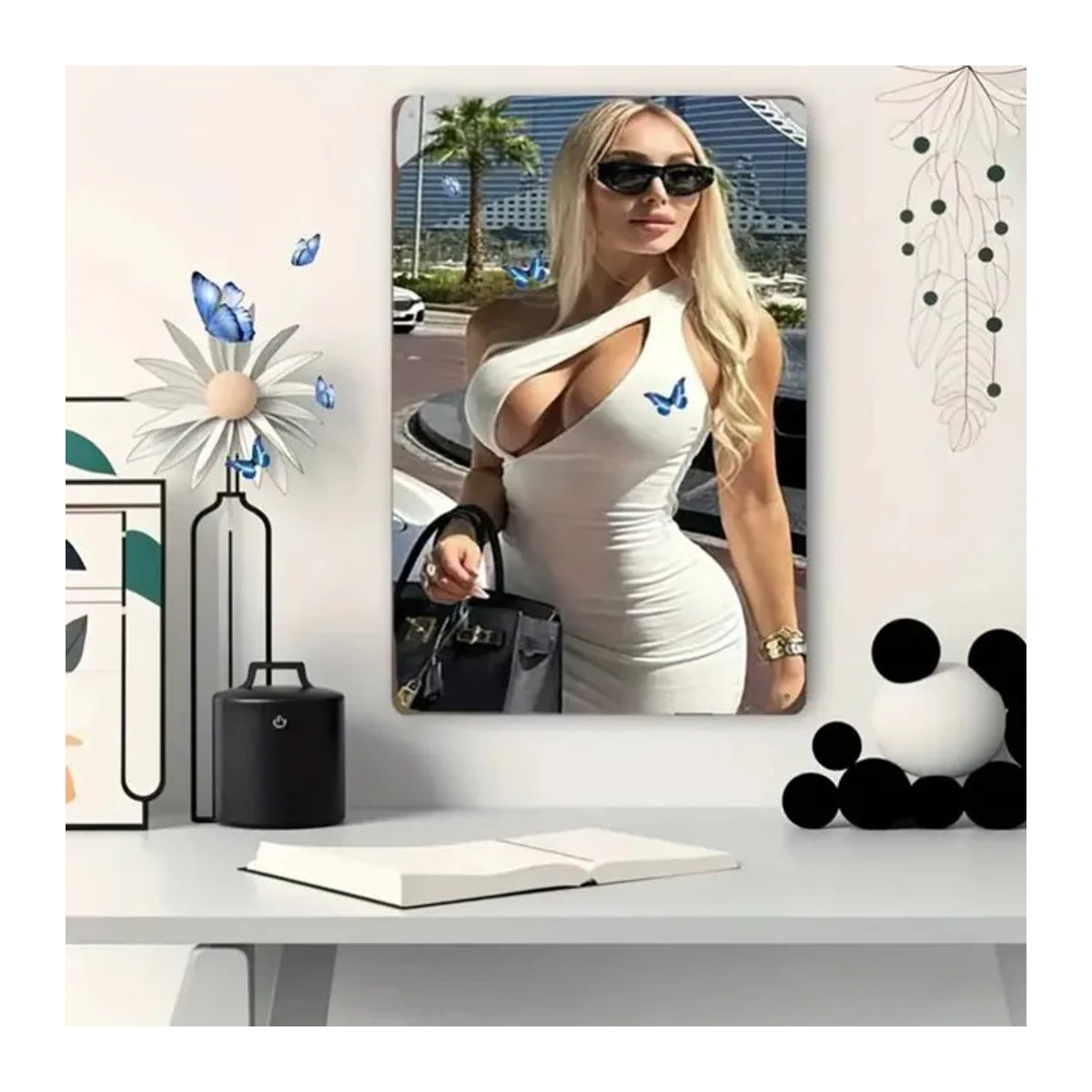 CIFBUY Wandkunst Elegante blonde Dame aus Metall in Weiß im Vintage-Stil für Wohnzimmer und Schlafzimmer - Bild 1