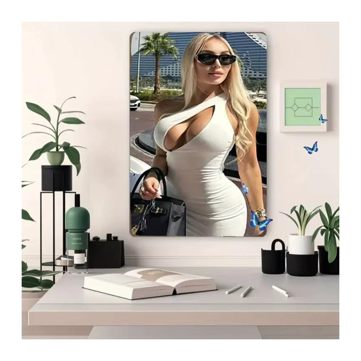 CIFBUY Wandkunst Elegante blonde Dame aus Metall in Weiß im Vintage-Stil für Wohnzimmer und Schlafzimmer - Bild 2