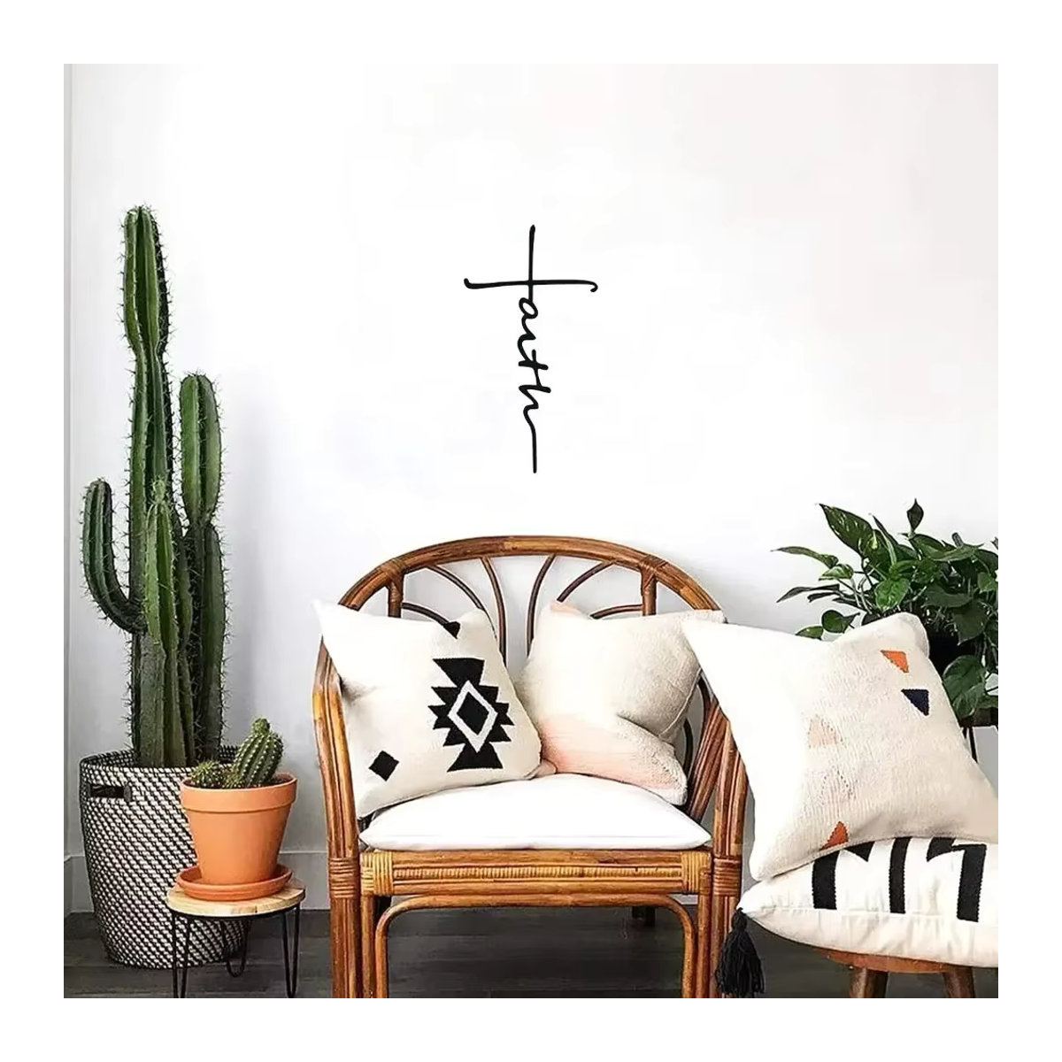 CIFBUY Wandkunst Faith Cross aus schwarzem Metall als elegante geometrische Dekoration für dein Zuhause - Bild 3