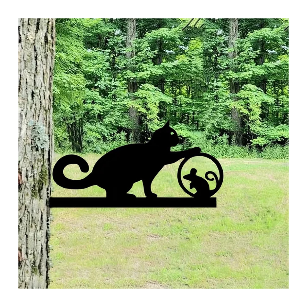 CIFBUY Wandkunst Katze und Maus aus Metall in Schwarz zur Wandmontage - Bild 1