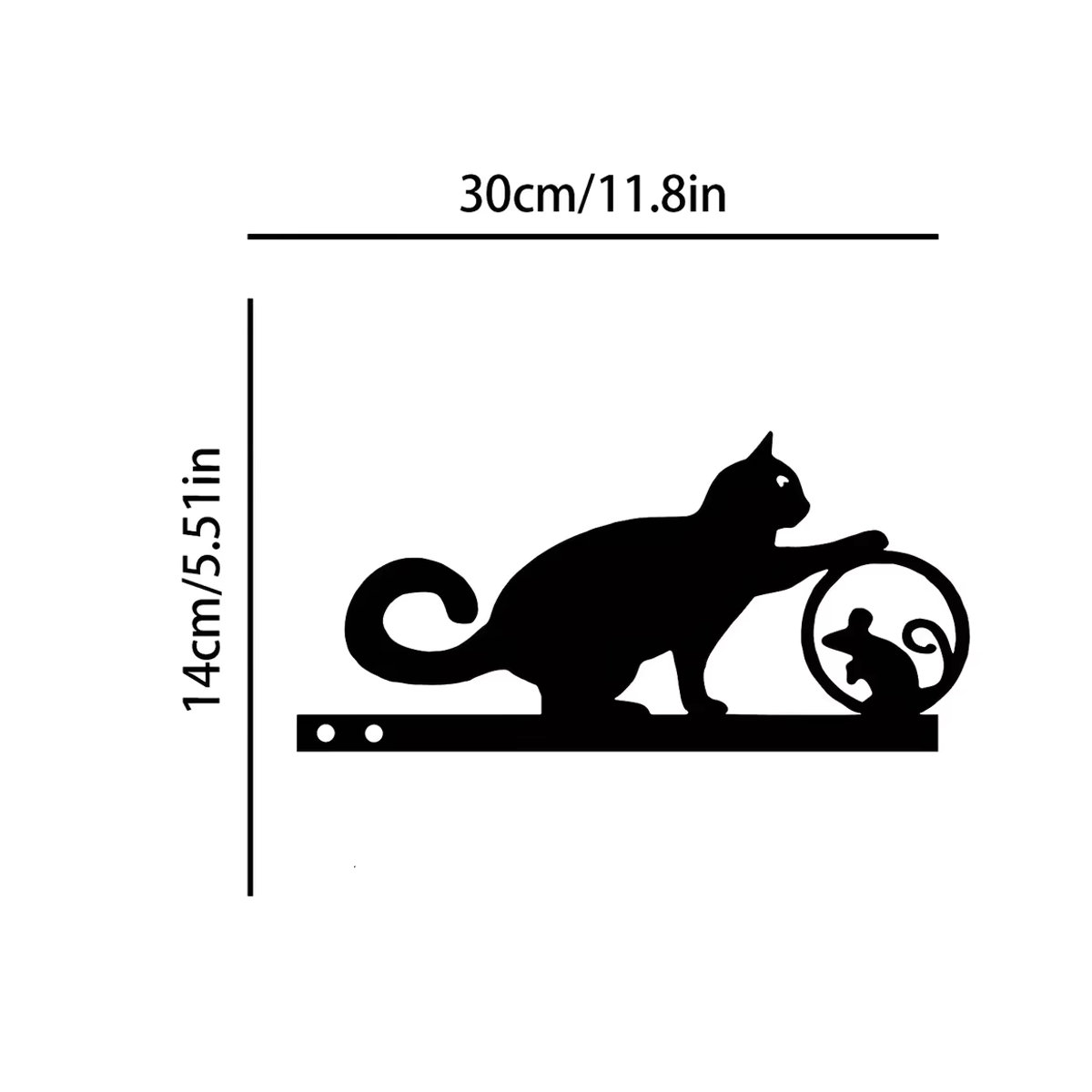 CIFBUY Wandkunst Katze und Maus aus Metall in Schwarz zur Wandmontage - Bild 2