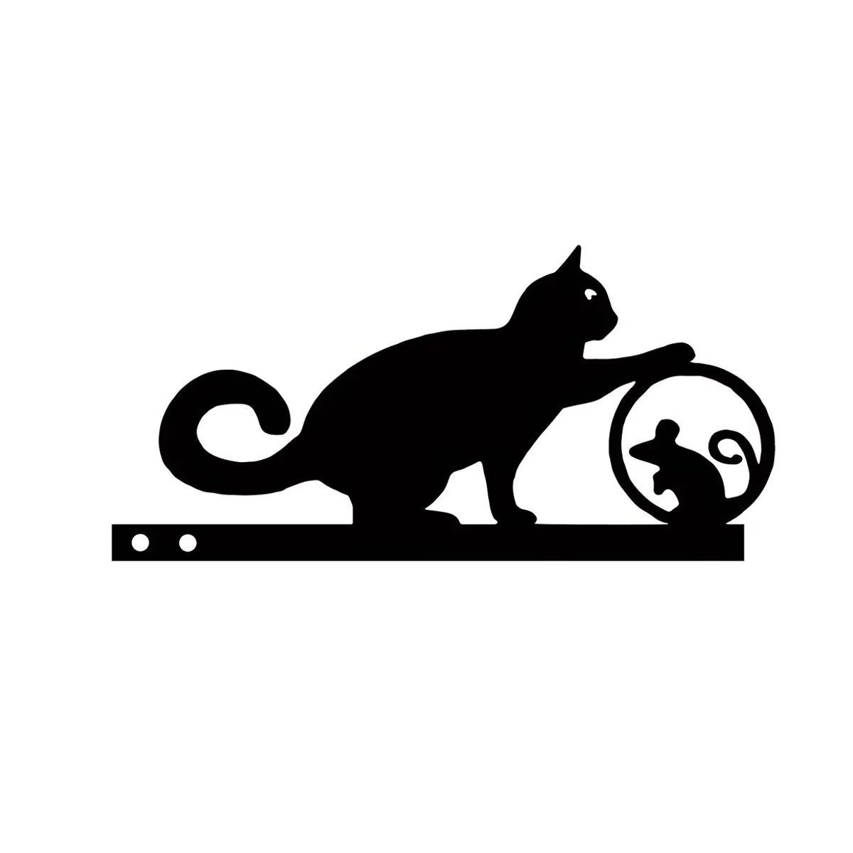CIFBUY Wandkunst Katze und Maus aus Metall in Schwarz zur Wandmontage - Bild 4