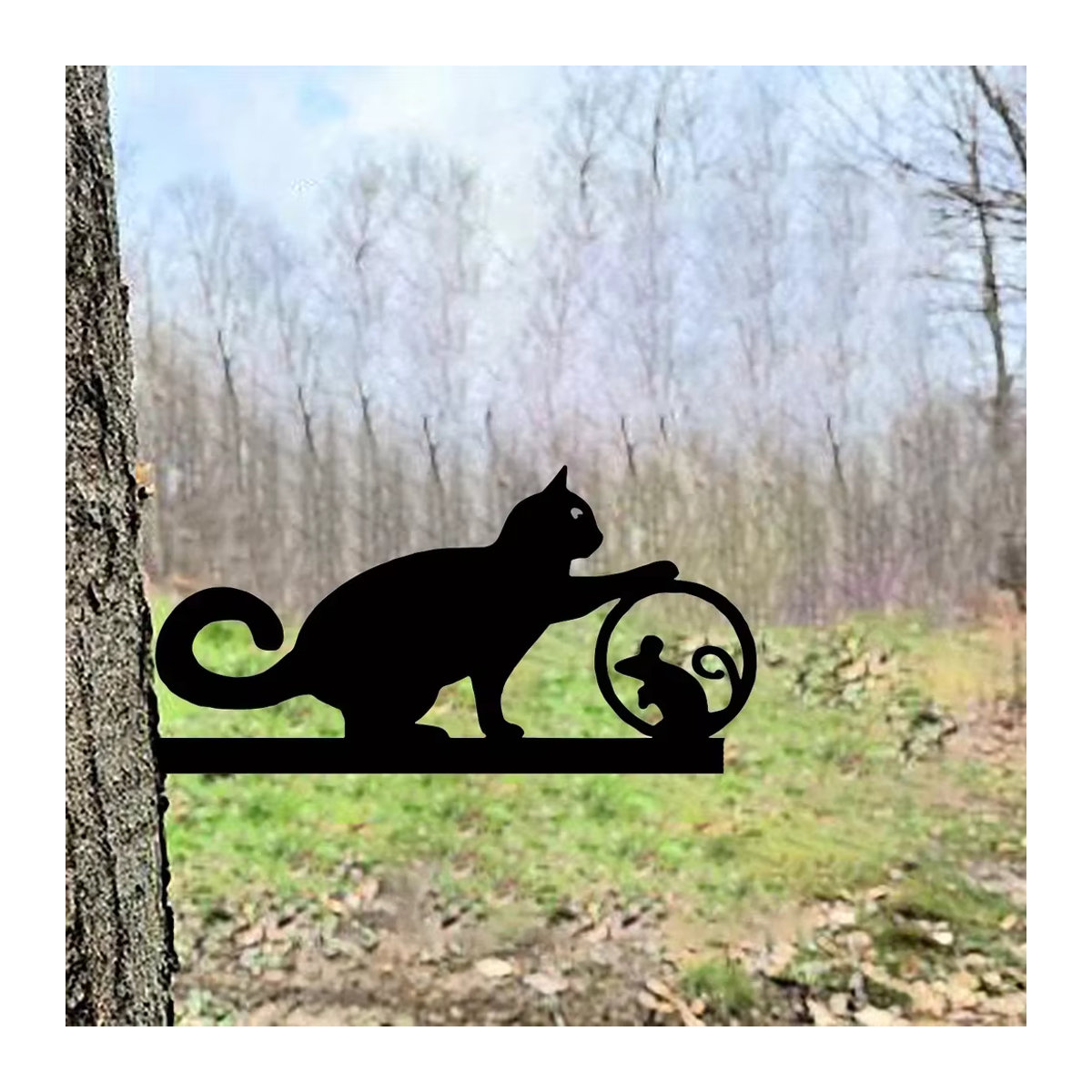 CIFBUY Wandkunst Katze und Maus aus Metall in Schwarz zur Wandmontage - Bild 5