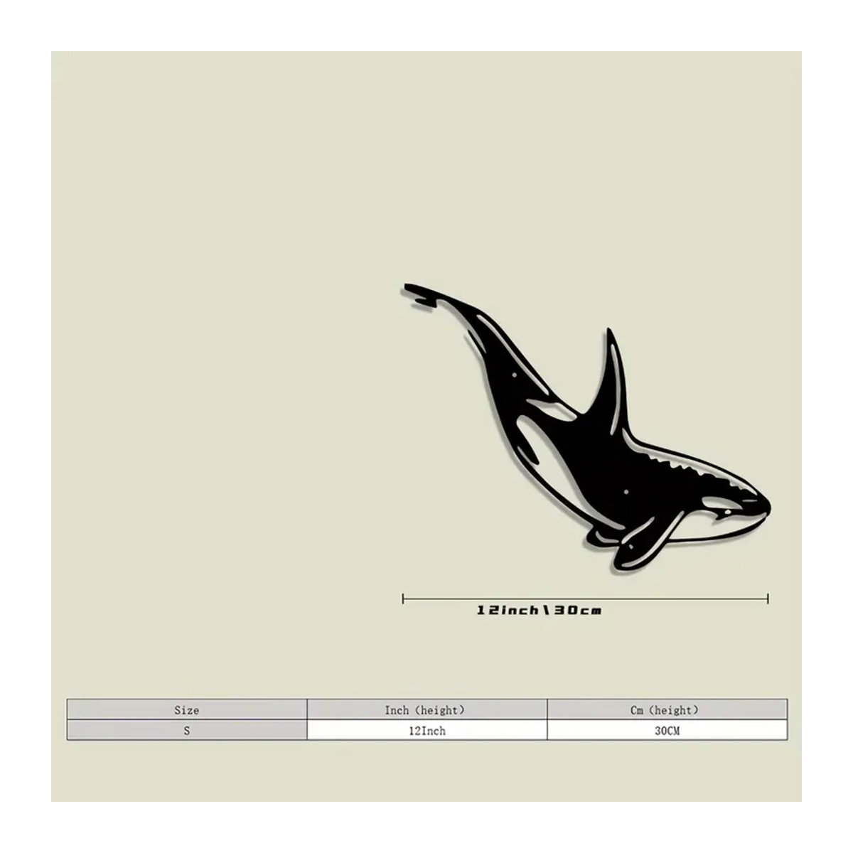 CIFBUY Wandkunst Orca-Skulptur aus Metall in Schwarz, minimalistisches Design für Innen- und Außenbereich - Bild 3