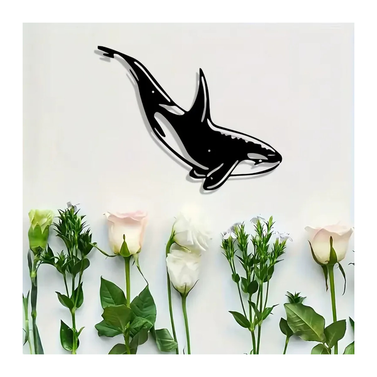 CIFBUY Wandkunst Orca-Skulptur aus Metall in Schwarz, minimalistisches Design für Innen- und Außenbereich - Bild 4