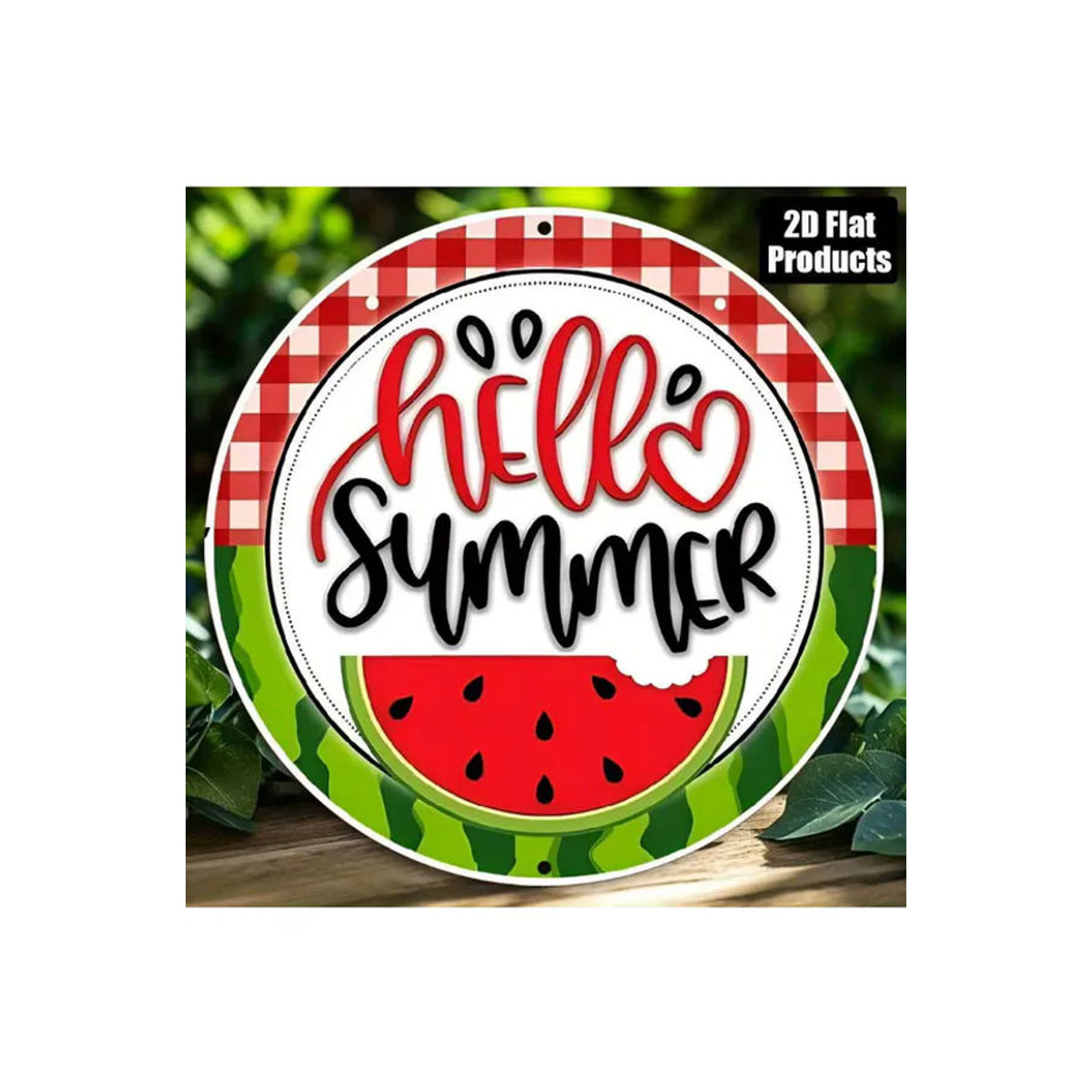 CIFBUY Wassermelonen-Kranz-Schild, runde 2D-Aluminiumplakette aus Metall, mehrfarbig, Durchmesser: 20,3 cm - Bild 7