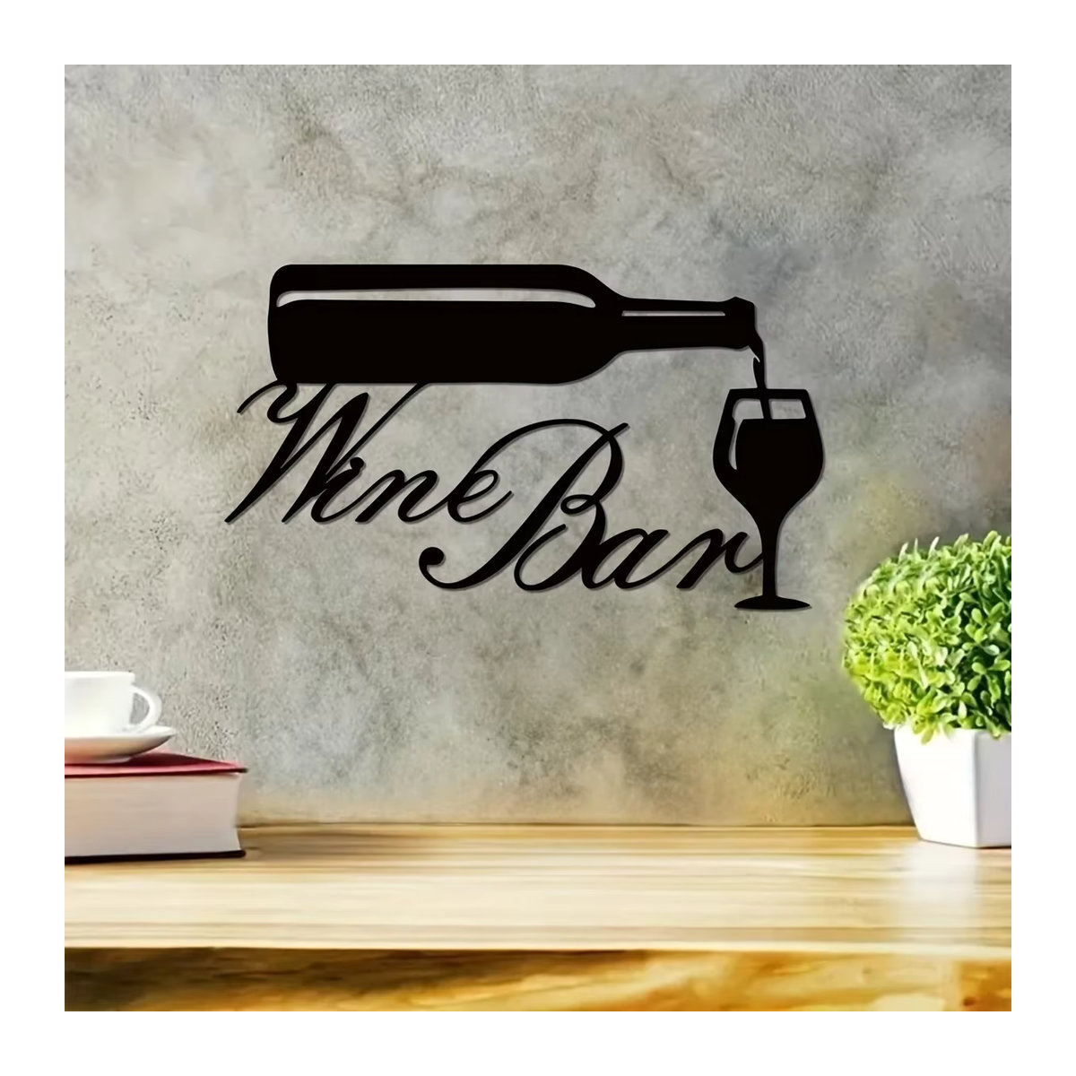 CIFBUY Weinbar Metall Wandkunst Zeichen in Schwarz für Wohnzimmer und Küche - Bild 5