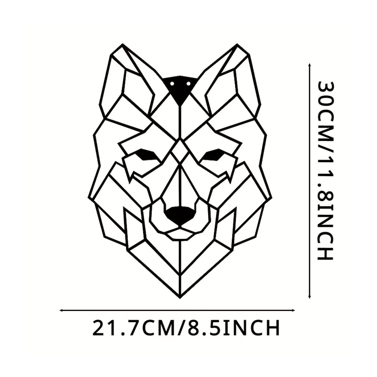 CIFBUY Wolfskopf Wandkunst aus Metall in Schwarz, geometrische Eisen-Silhouette als moderne Wanddekoration für Wohnzimmer und Büro - Bild 3