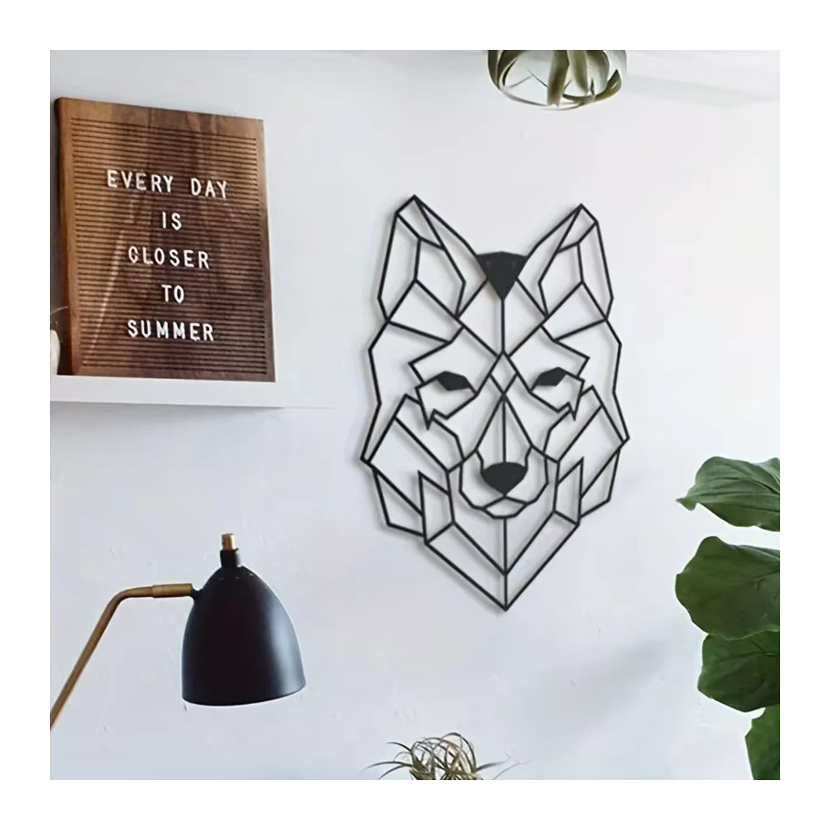 CIFBUY Wolfskopf Wandkunst aus Metall in Schwarz, geometrische Eisen-Silhouette als moderne Wanddekoration für Wohnzimmer und Büro - Bild 4