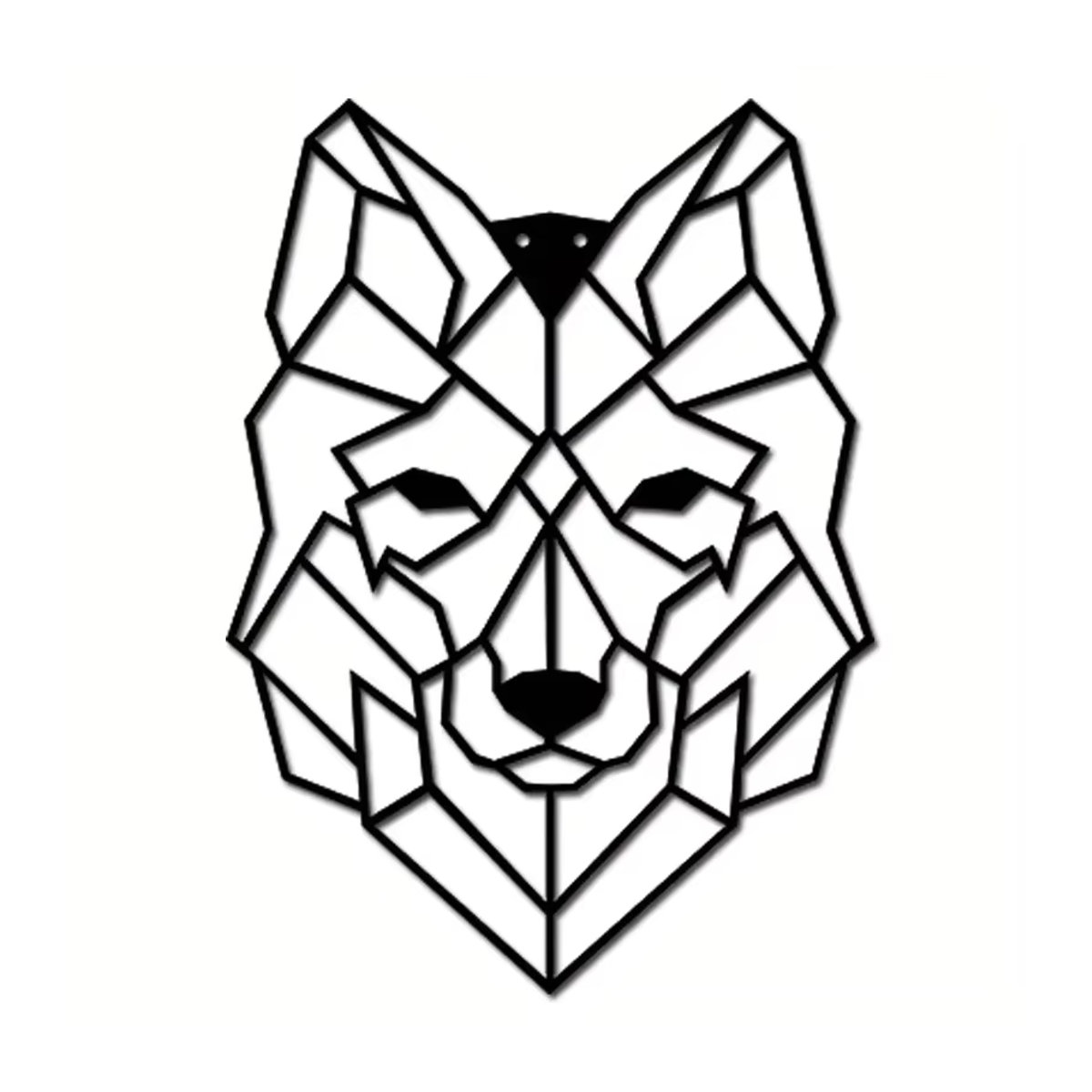 CIFBUY Wolfskopf Wandkunst aus Metall in Schwarz, geometrische Eisen-Silhouette als moderne Wanddekoration für Wohnzimmer und Büro - Bild 5