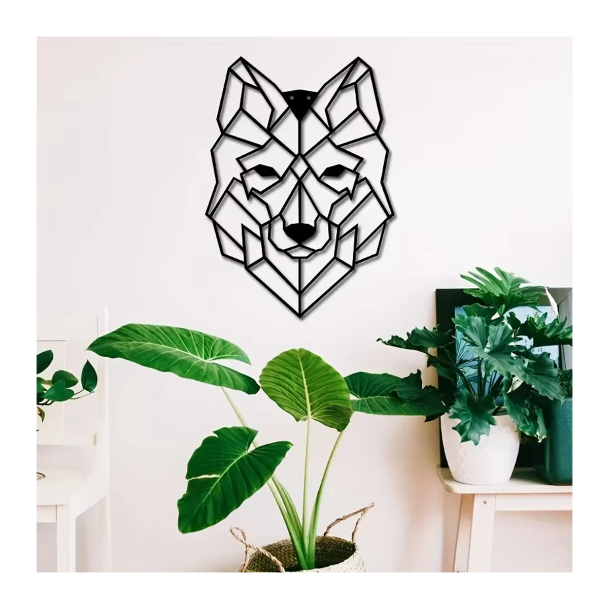 CIFBUY Wolfskopf Wandkunst aus Metall in Schwarz, geometrische Eisen-Silhouette als moderne Wanddekoration für Wohnzimmer und Büro - Bild 6