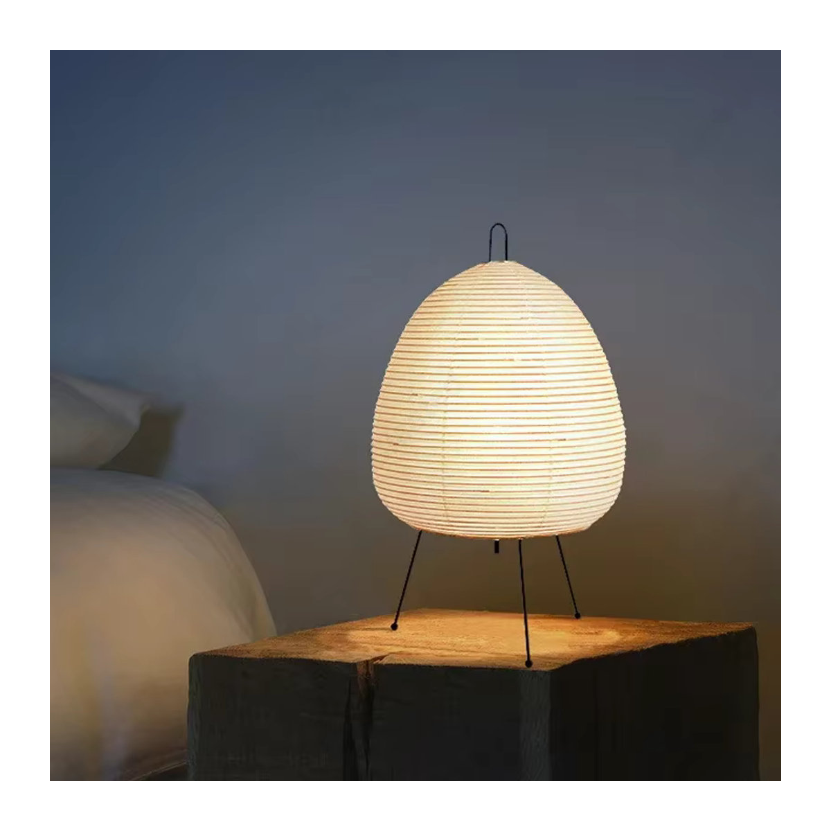 Claeted Akari Noguchi Yong Tischlampe aus Reispapier in Beige im minimalistischen japanischen Design - Bild 3