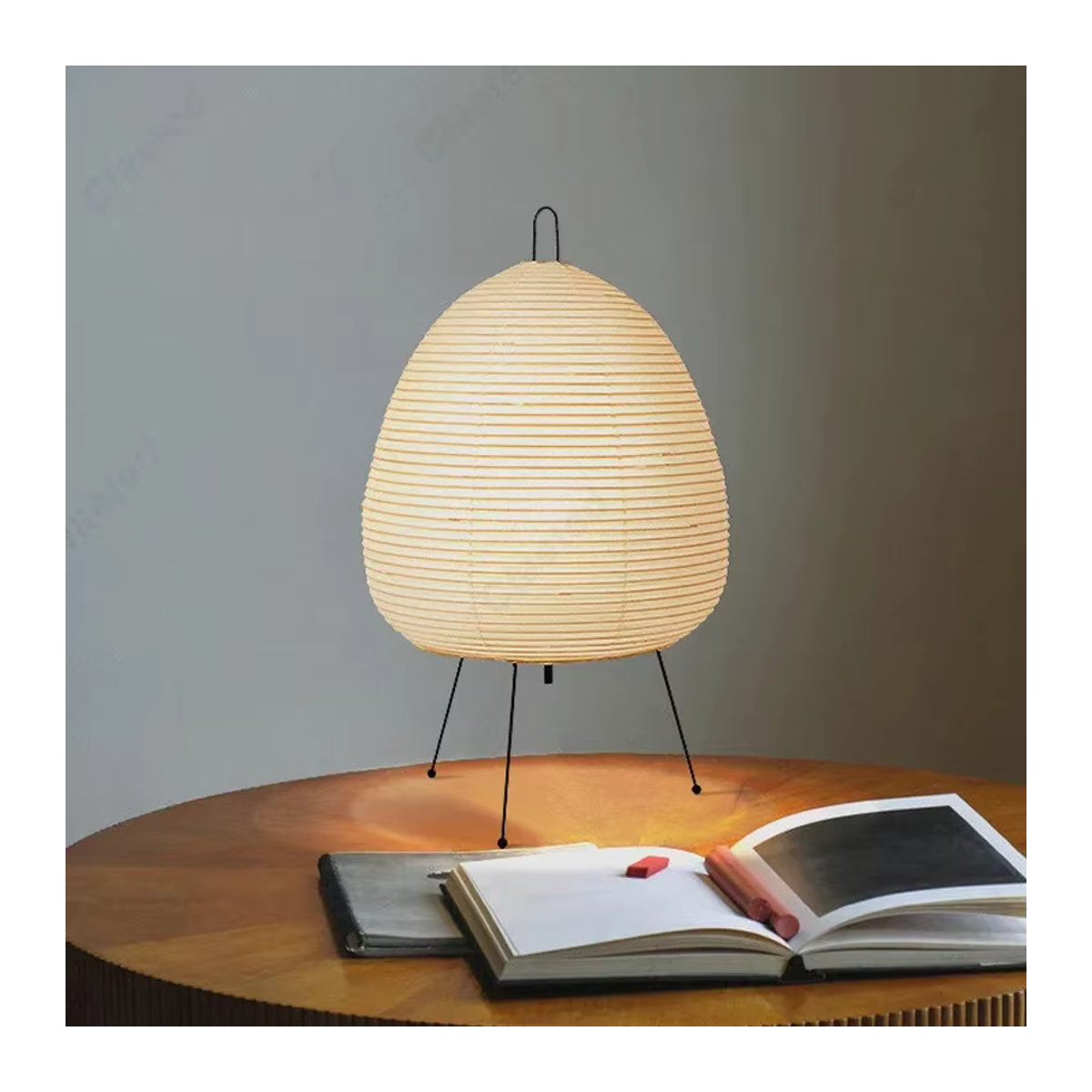 Claeted Akari Noguchi Yong Tischlampe aus Reispapier in Beige im minimalistischen japanischen Design - Bild 4