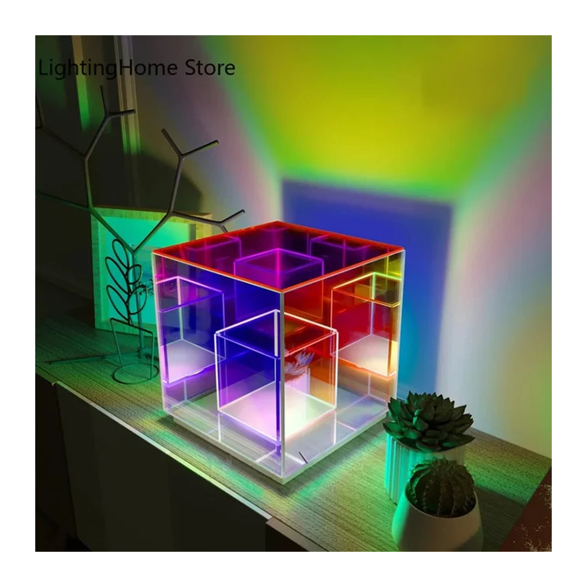 Claeted Cube Tischlampe aus Acryl mit LED in Bunt im Nordic Design - Bild 1