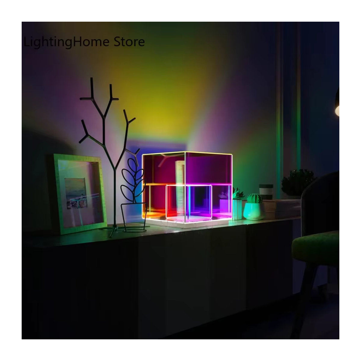 Claeted Cube Tischlampe aus Acryl mit LED in Bunt im Nordic Design - Bild 2