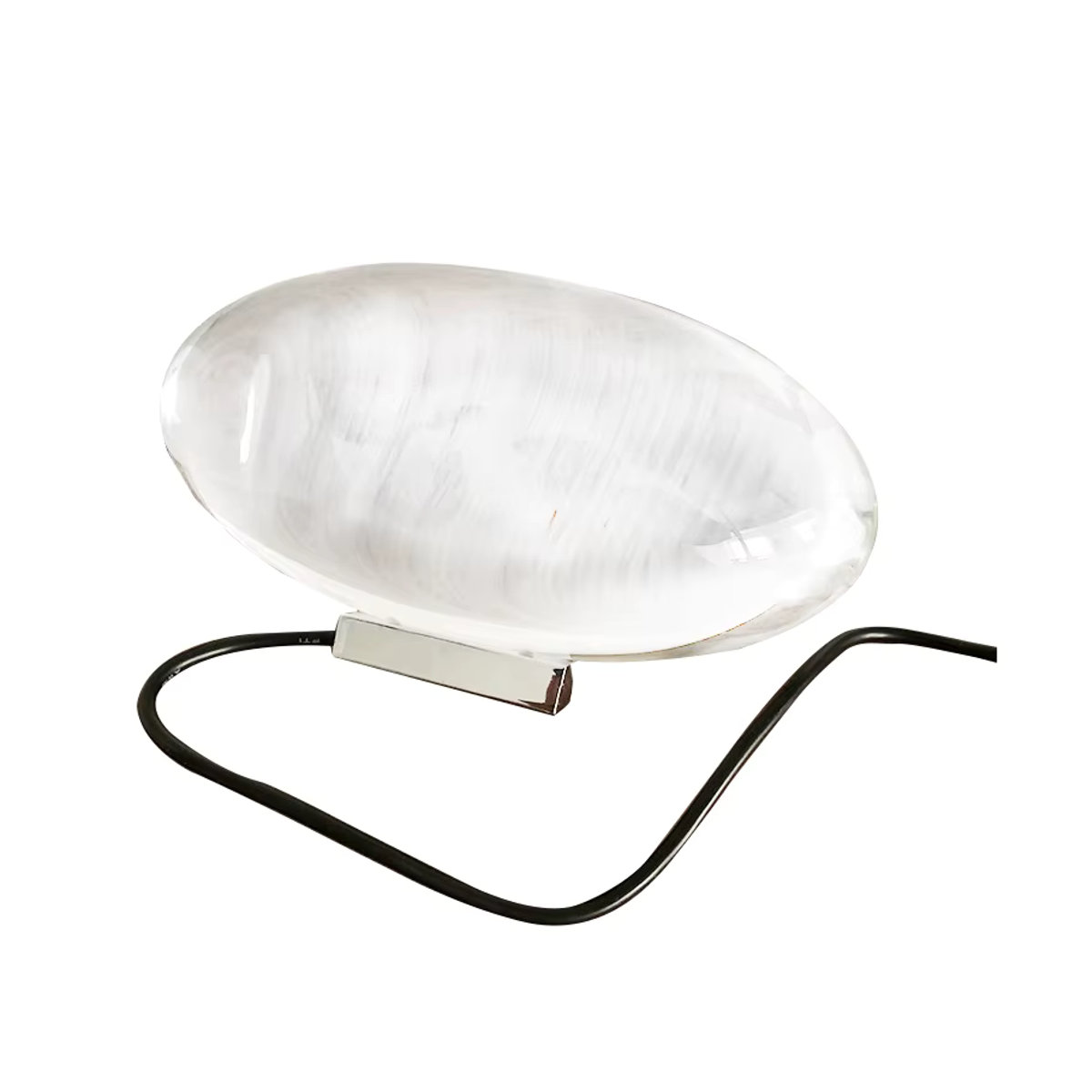 Claeted Italienische Designer Tischlampe aus Glas mit LED und Kristall Auge des Himmels in Bunt, Eiförmige Dekoleuchte für Wohnzimmer und Schlafzimmer als Nachtprojektor - Bild 4