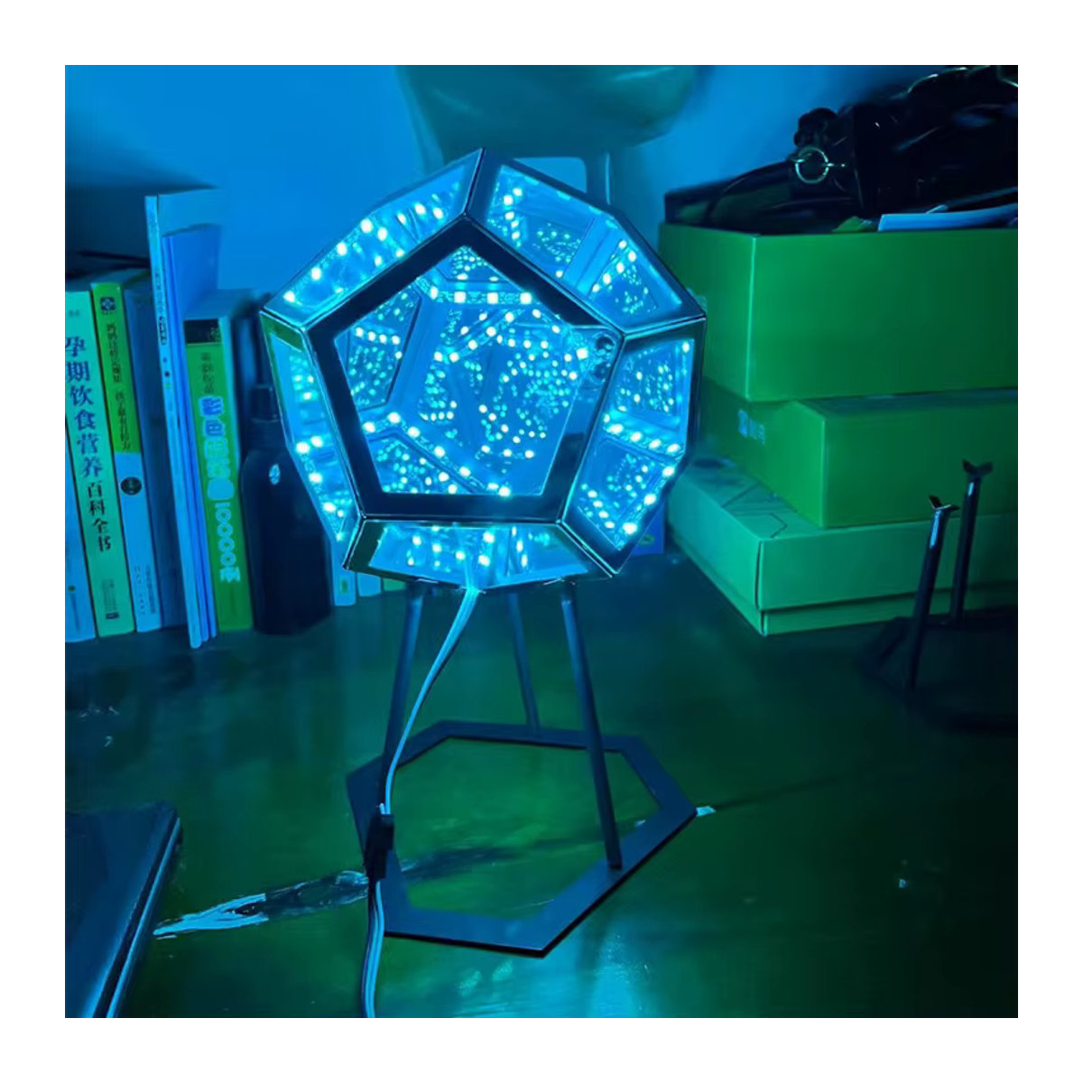 Claeted LED Tischlampe Dodekaeder Unendliche Körper Kunst Lampe Bunt für Wohnzimmer und Schlafzimmer - Bild 3