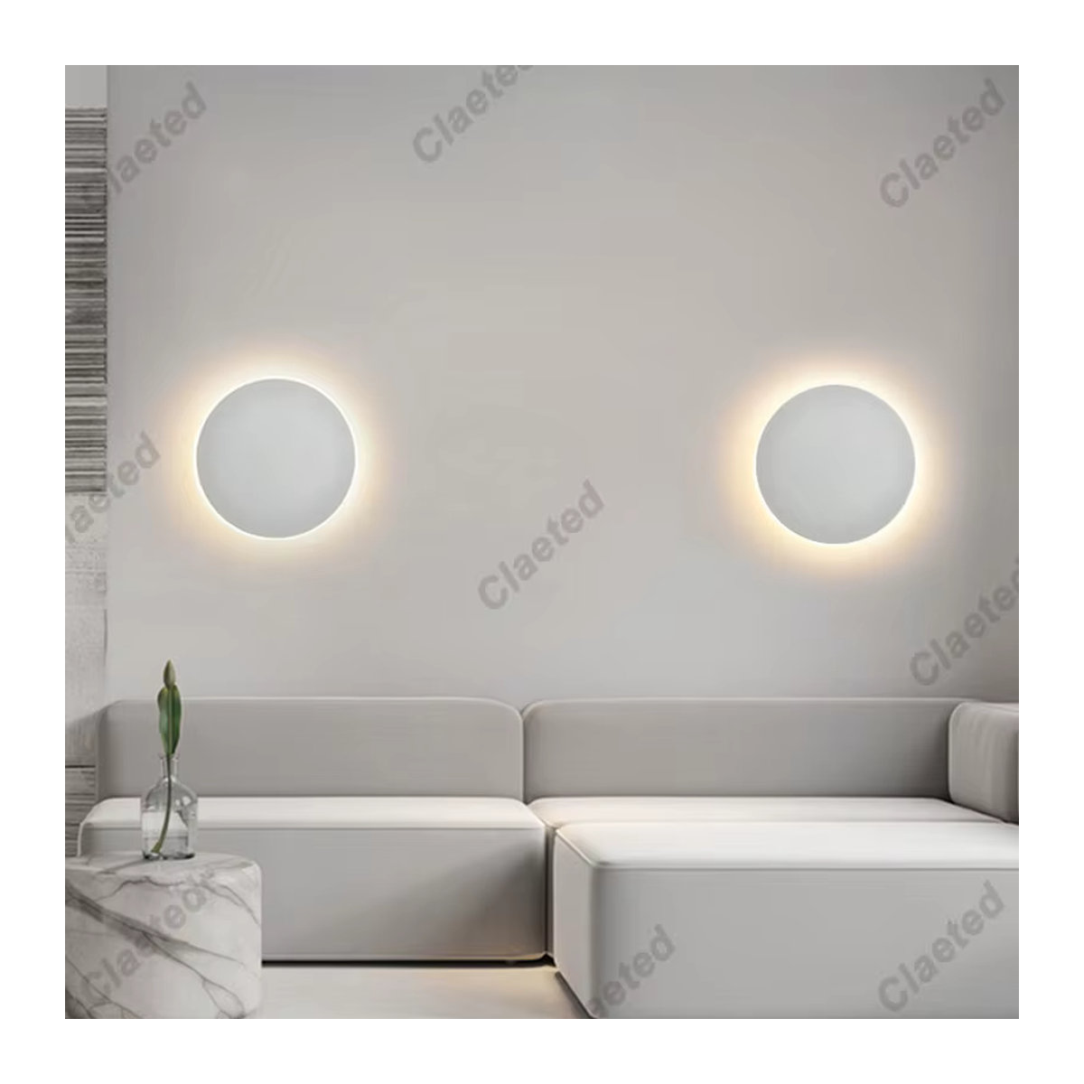 Claeted LED Wandlampe Sonnenfinsternis Design mit Touch-Schalter, Durchmesser: 20 cm, Schwarz/Weiß - Bild 2
