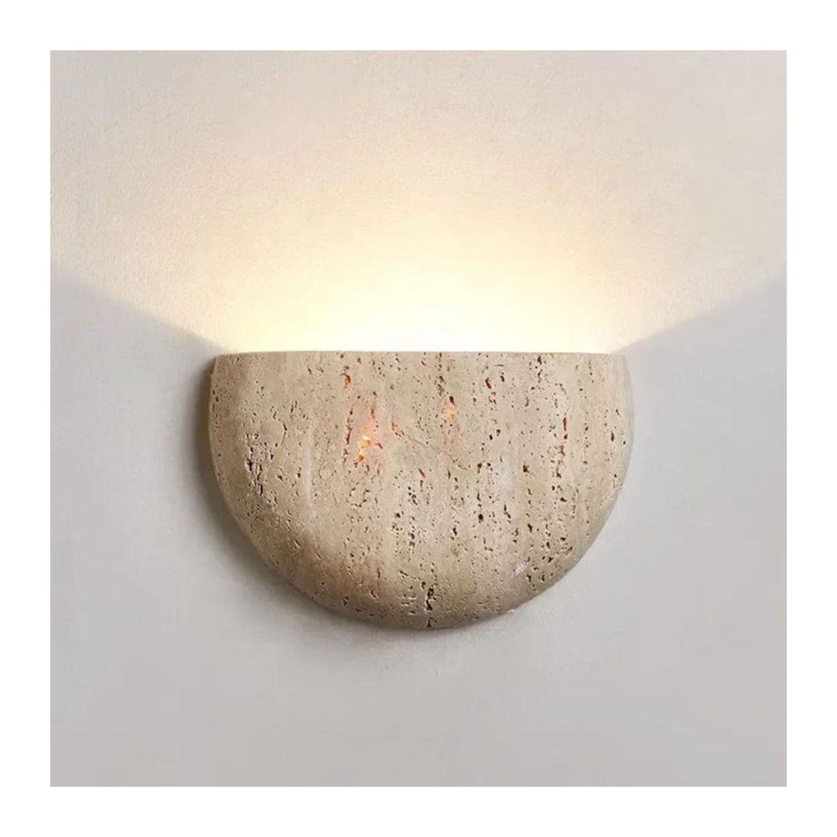 Claeted LED Wandleuchte aus Naturstein in Beige im minimalistischen Halbkreis-Design für Wohnzimmer Schlafzimmer und Flur - Bild 1