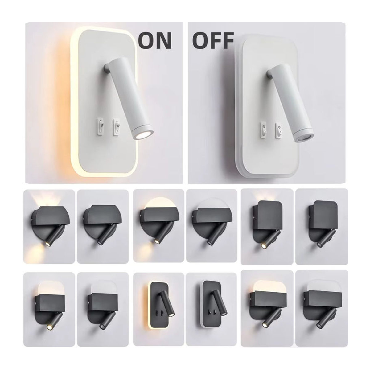 Claeted Moderne LED Wandleuchte Schwarz mit verstellbarem Winkel für Schlafzimmer und Nachttisch 10W - Bild 2
