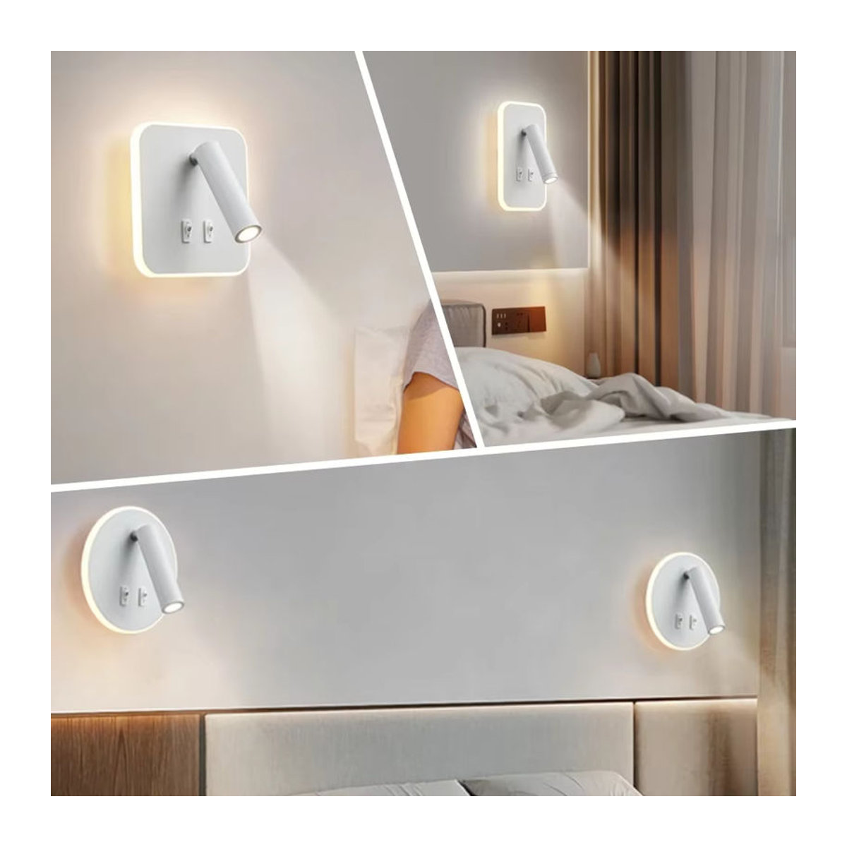 Claeted Moderne LED Wandleuchte Schwarz mit verstellbarem Winkel für Schlafzimmer und Nachttisch 10W - Bild 5