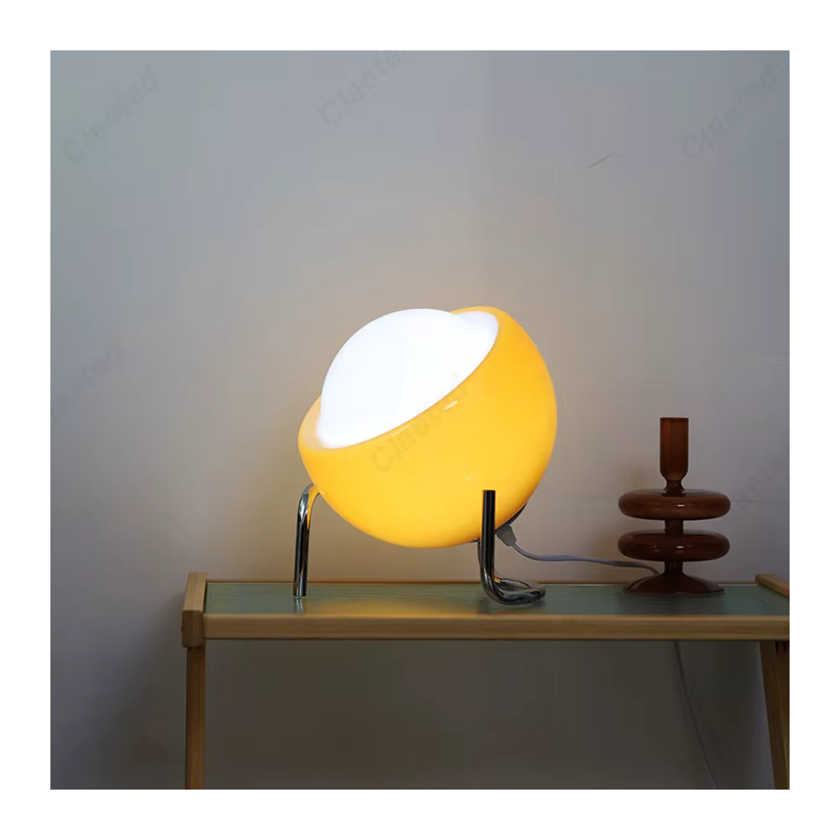 Claeted Retro LED Nachtlicht aus Glas in Orange für Schlafzimmer und Wohnzimmer - Bild 3