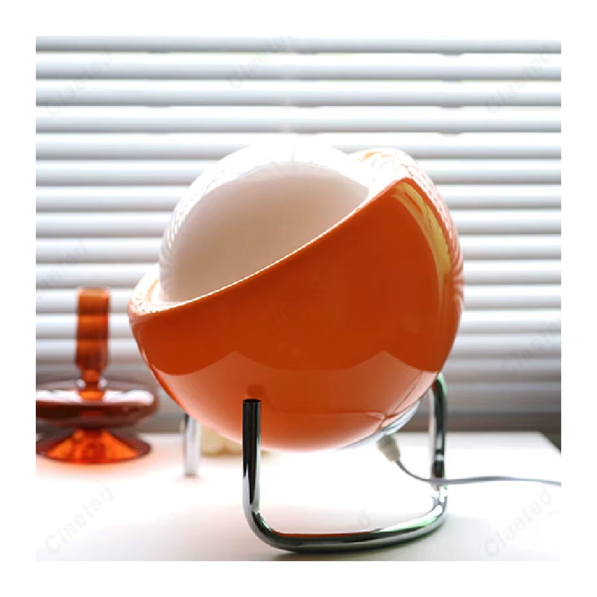 Claeted Retro LED Nachtlicht aus Glas in Orange für Schlafzimmer und Wohnzimmer - Bild 4