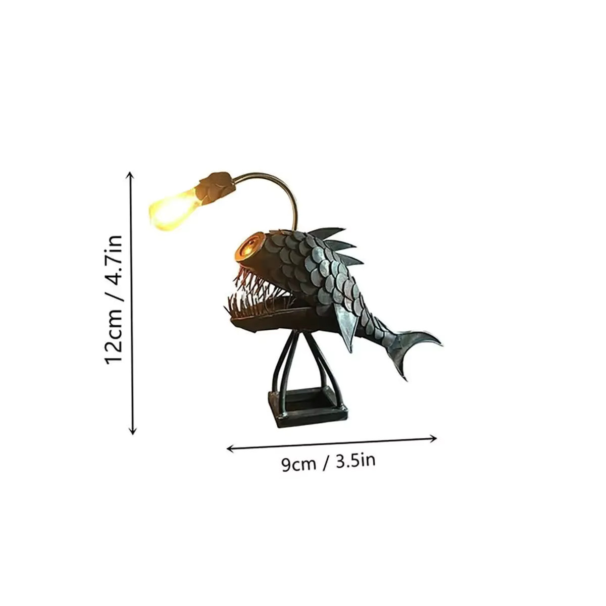 Claeted Retro-Tischlampe Anglerfisch aus Metall in Schwarz mit flexiblem Lampenkopf - Bild 5
