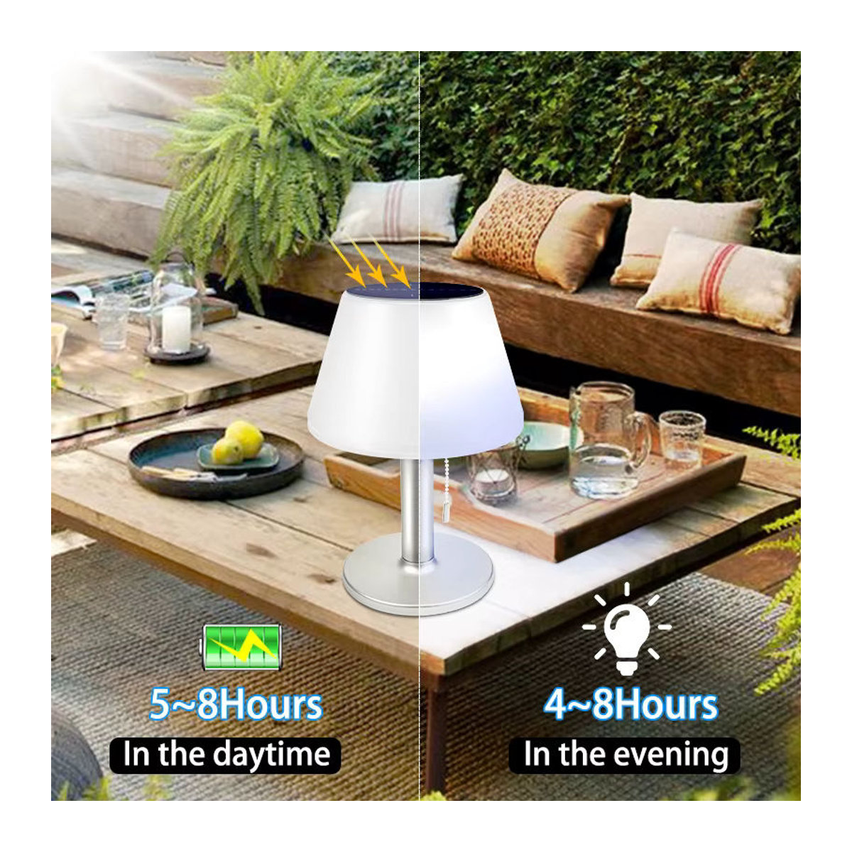 Claeted Solarleuchte LED Tischlampe aus Edelstahl in Weiß für Garten und Haushalt - Bild 2