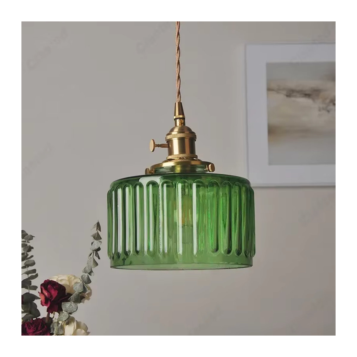 Claeted Wandlampe aus Glas in Grün mit E27 Fassung im Vintage und minimalistischen Design - Bild 1